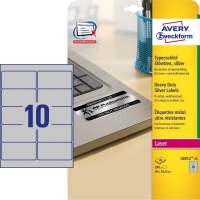 Avery L6012-20 Laser Label Heavy Duty Silver 10x20Sheets